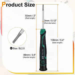 Прецизійна викрутка sourcing map SL2.0 шліцова магнітна S2-сталь 13,7 см synthetic.ua - Фото 1