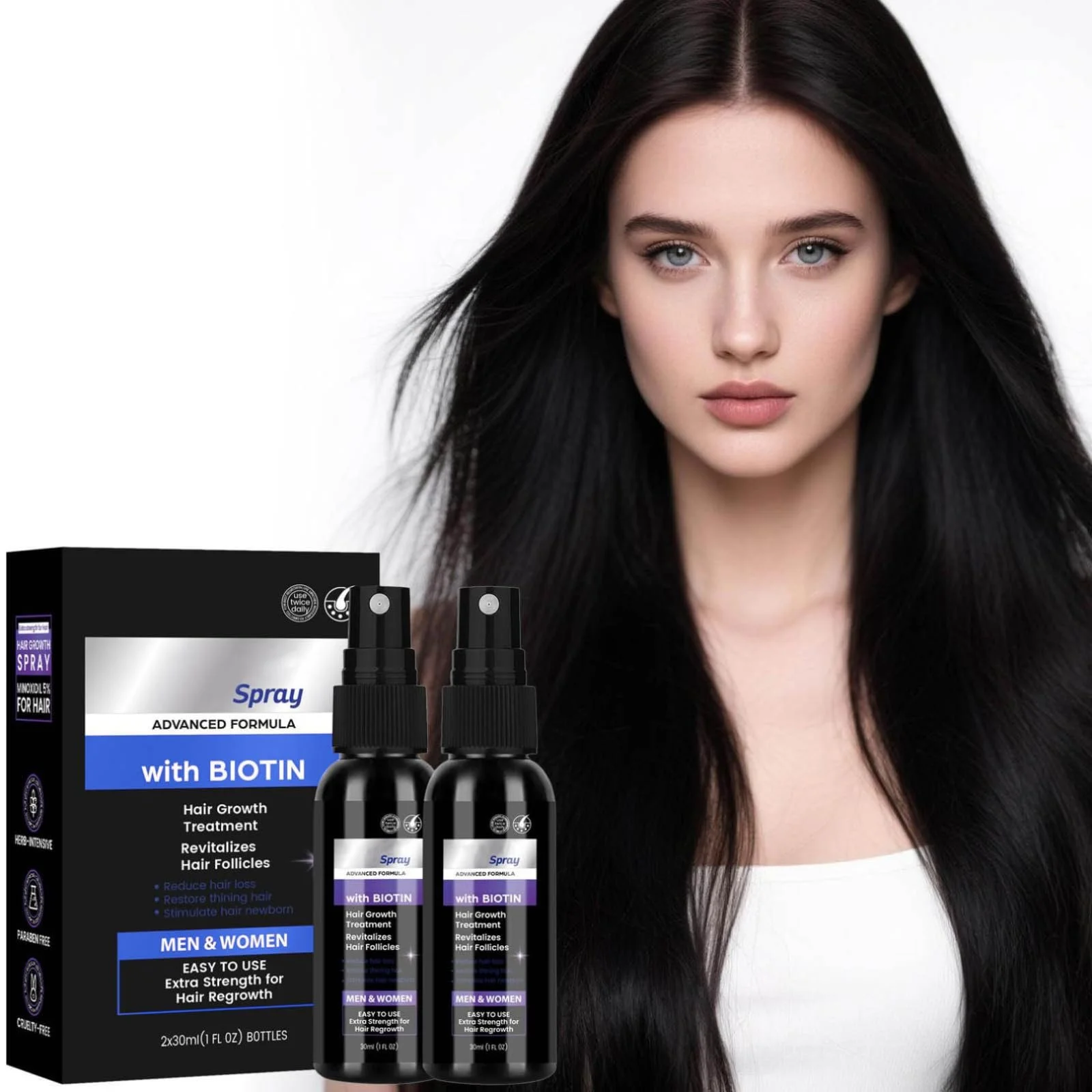 Спрей Сироватка для росту волосся для жінок та чоловіків, сироватка для волосся 5% з біотином та ніацинамідом, фото №7 Спрей Сироватка для росту волосся для жінок та чоловіків, сироватка для волосся 5% з біотином та ніацинамідом, фото №7