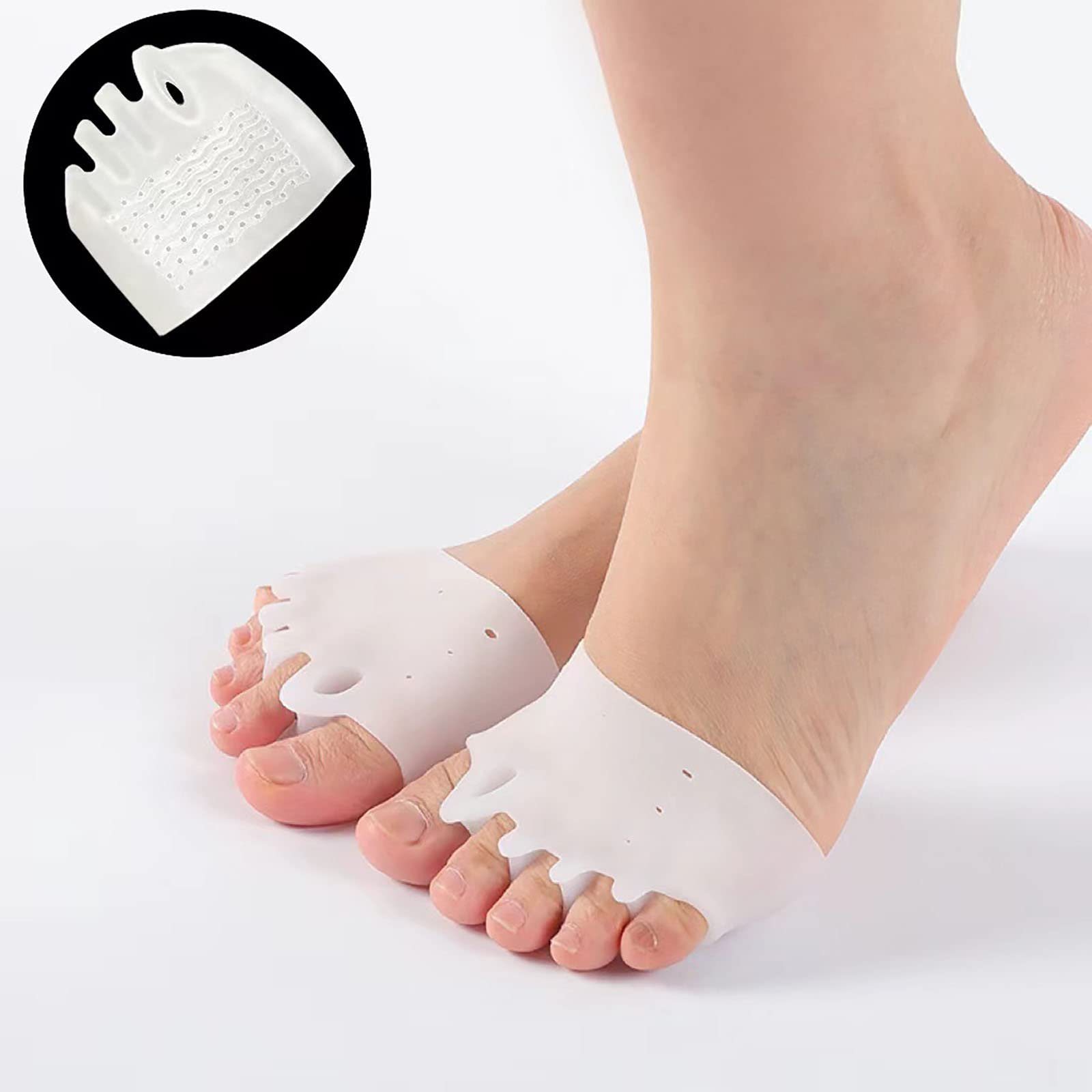 Роздільник для пальців гелевий коректор вальгусної деформації для жінок і чоловіків, 4 штуки ортопедична шина для вальгусної деформації та випрямляч великого пальця стопи при Hallux Valgus (Прозорий), фото №2