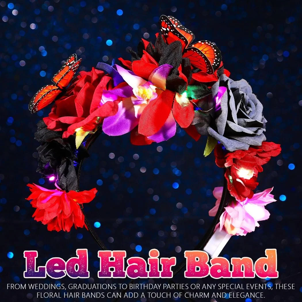 Обруч Квітка Метелик LED Мексиканський Стиль, фото №5