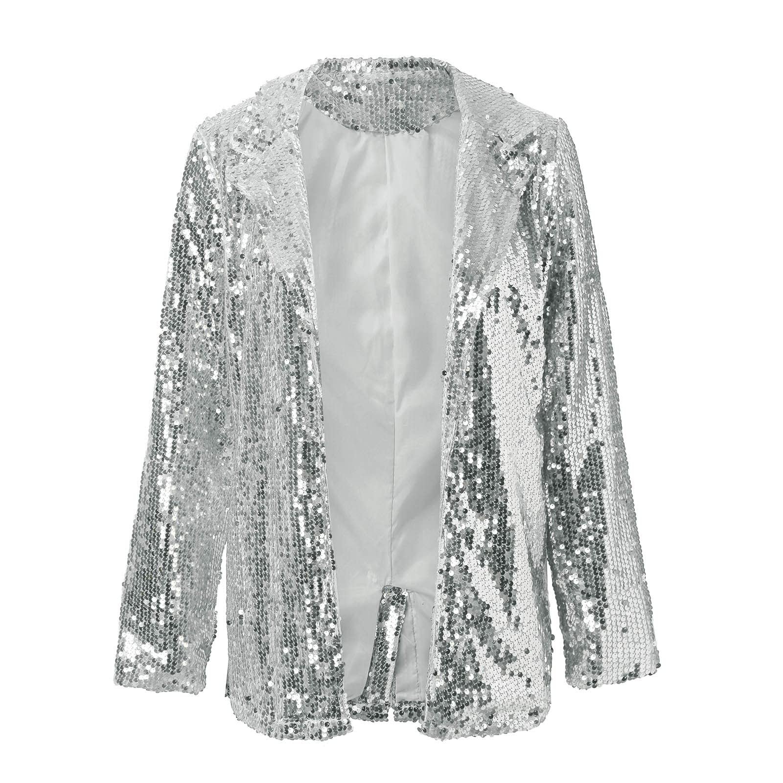 Женское пальто с блестками, повседневное, с длинными рукавами, фото №2