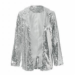 Женское пальто с блестками, повседневное, с длинными рукавами synthetic.ua - Фото 1