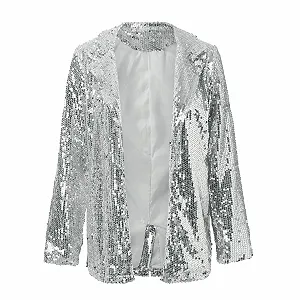 Жіноче пальто з блискітками, повсякденне, з довгими рукавами synthetic.ua - Фото 1