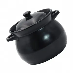 Кастрюля керамическая VALICLUD Ceramic Casserole термостойкая для тушеной курицы и риса черная - Фото 1