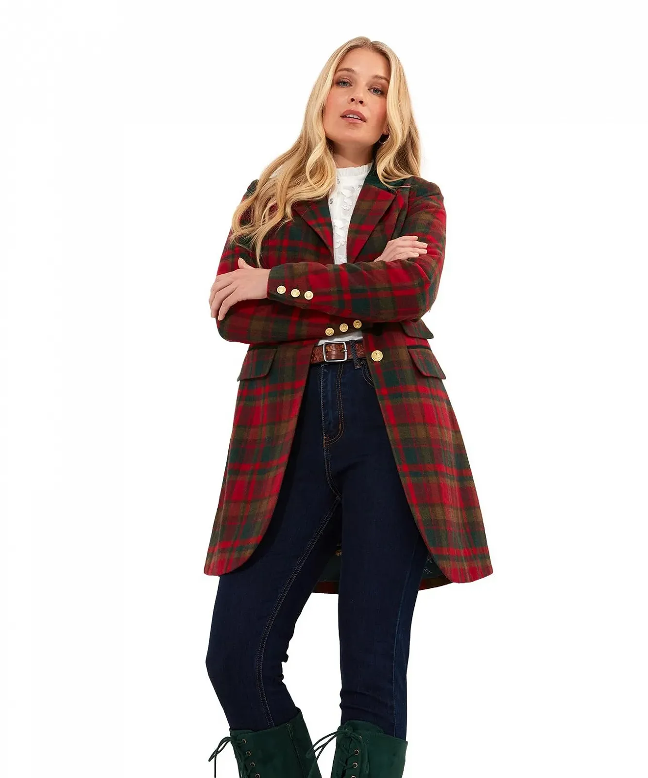 Пальто Joe Browns Довге в клітинку з велюровою обробкою, фото №1