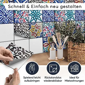 Наклейки на плитку creatisto Africa Mosaic Мозаїка Самоклейні 15 x 15 см 9 шт. synthetic.ua - Фото 1