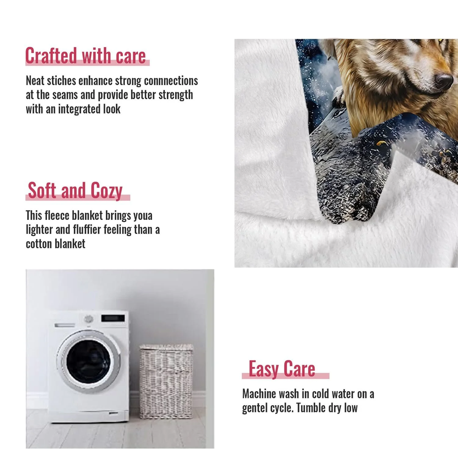 Покривало YISUMEI Фланелева Вовна Вовк Земля, 150 x 200 см, фото №6