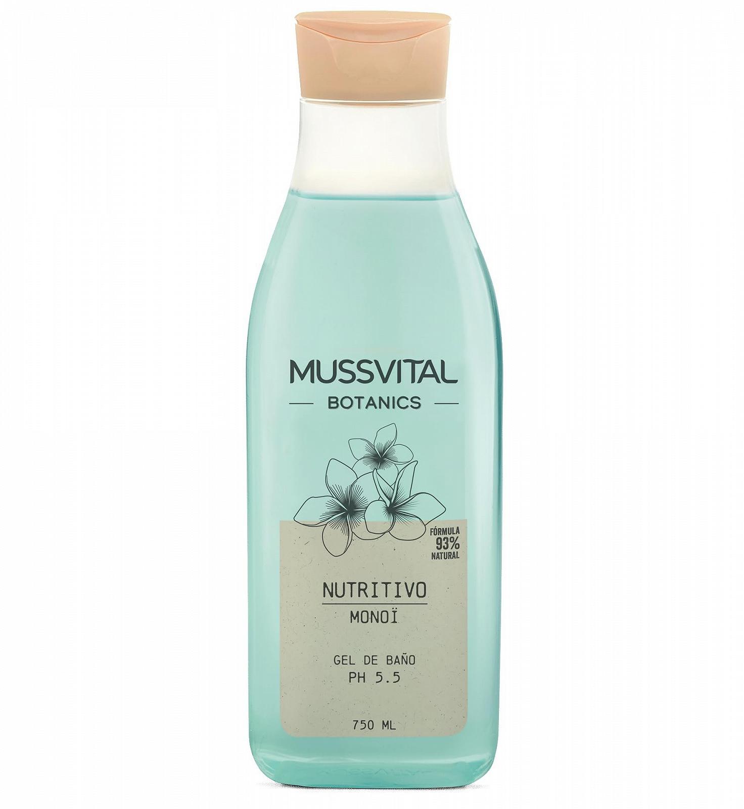 Гель для душу Mussvital Botanics Monoï живильний 750 мл pH 5.5 93% натуральна формула, фото №1 Гель для душу Mussvital Botanics Monoï живильний 750 мл pH 5.5 93% натуральна формула, фото №1