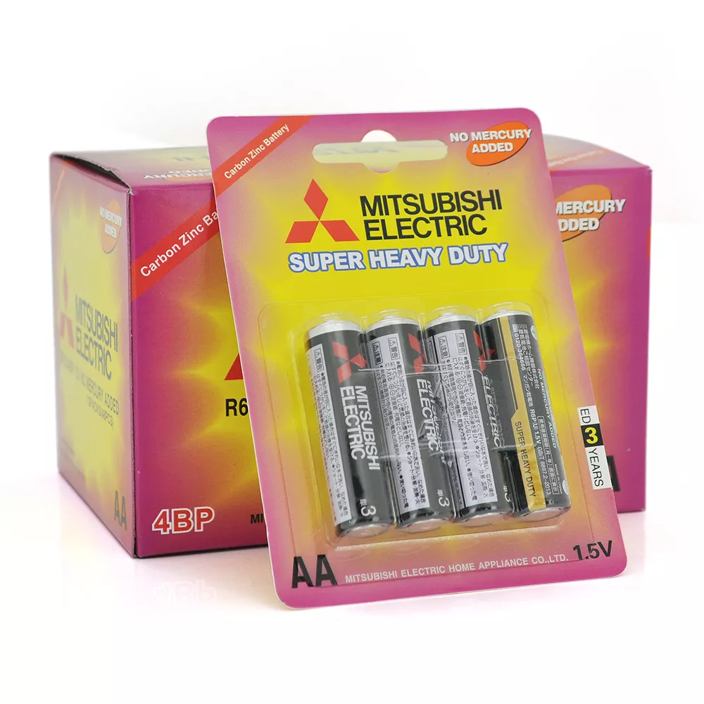 Батарея Super Heavy Duty MITSUBISHI 1.5V AA/R6PU, 4pcs/card, 48pcs/inner box 576pcs/ctn, фото №1