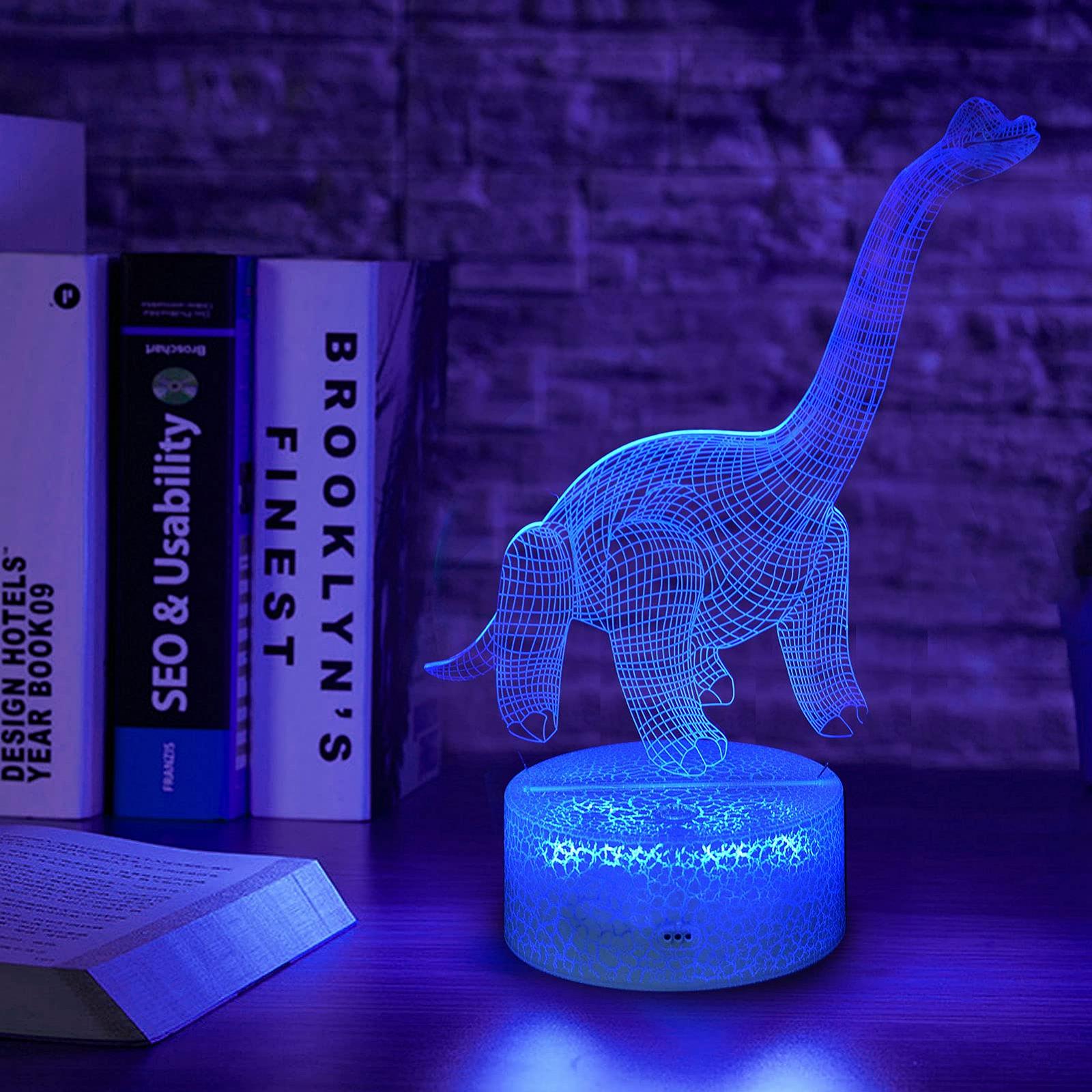 Нічник Haofy Dinosaurier RGB 16 кольорів 4 режими Диммуюча лампа Підтримка дистанційного керування Сенсорне управління Декор, фото №4