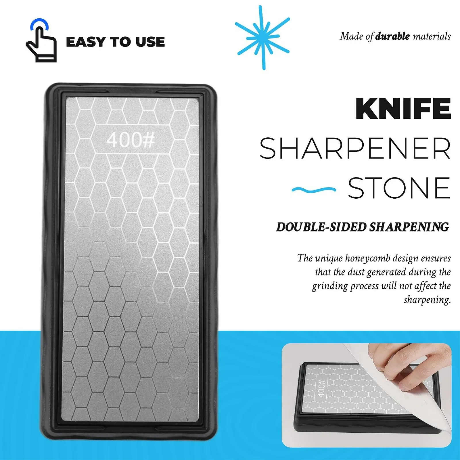 Алмазна точильна пластина двостороння 400/1000 грит з нековзною основою, фото №2