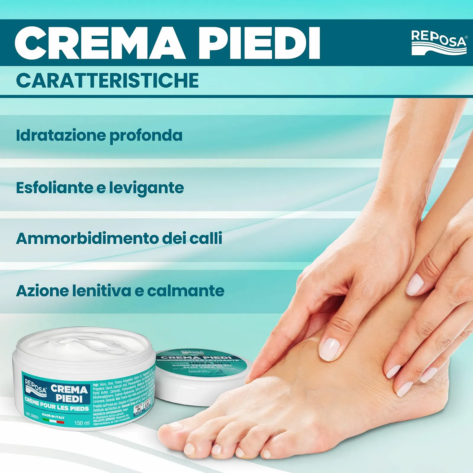 Крем для ног Reposa New Version восстанавливающий с мочевиной 50%, салициловой кислотой и алоэ вера 150 мл, фото №4