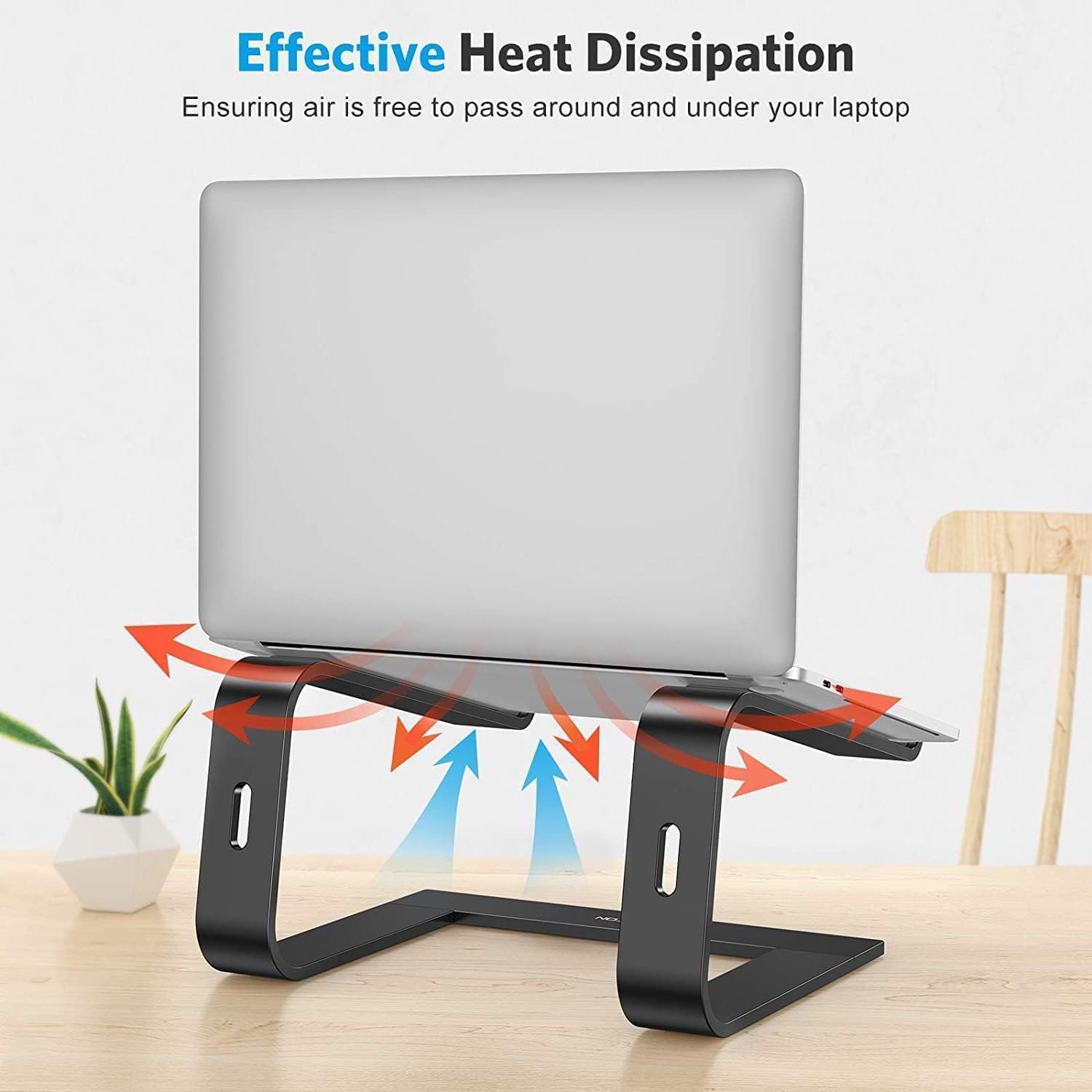 Подставка для ноутбука OMOTON, подставка для ноутбука с вентиляцией, универсальная подставка для ПК, эргономичная подставка для ноутбука, алюминиевая подставка для ноутбука, подходит для ноутбуков 10-15,6 дюймов для MacBook Pro/Air, черная, фото №6