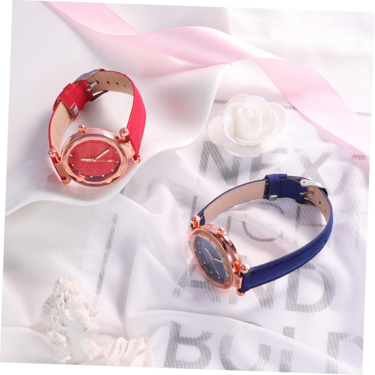 Женские часы Healvian Дизайн Звездное небо Кварцевые часы Блестящие Красный и Синий, фото №5