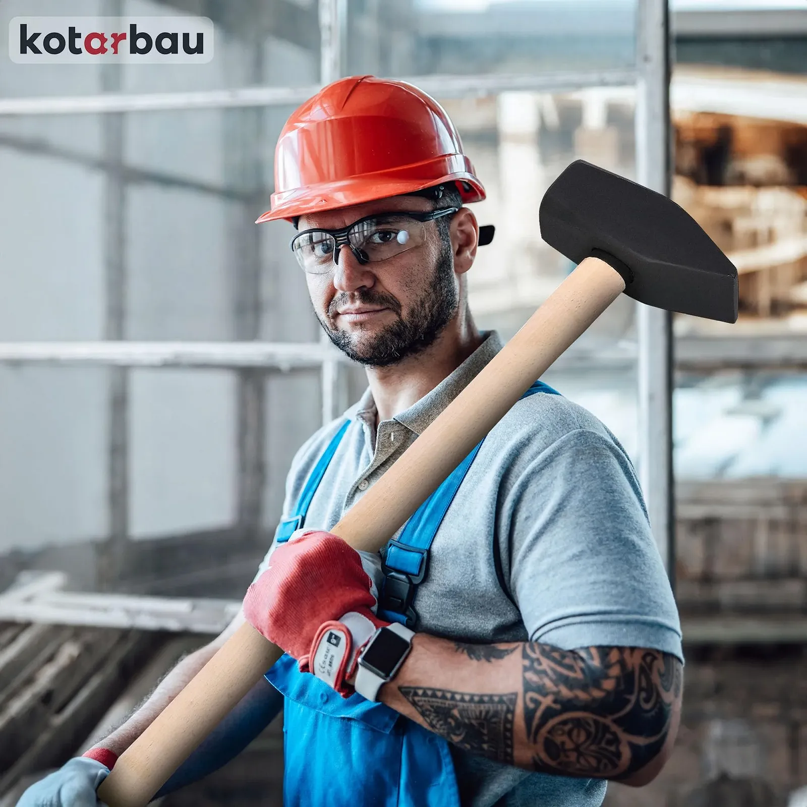 Кувалда KOTARBAU 10 кг с деревянной ручкой 90 см, фото №7