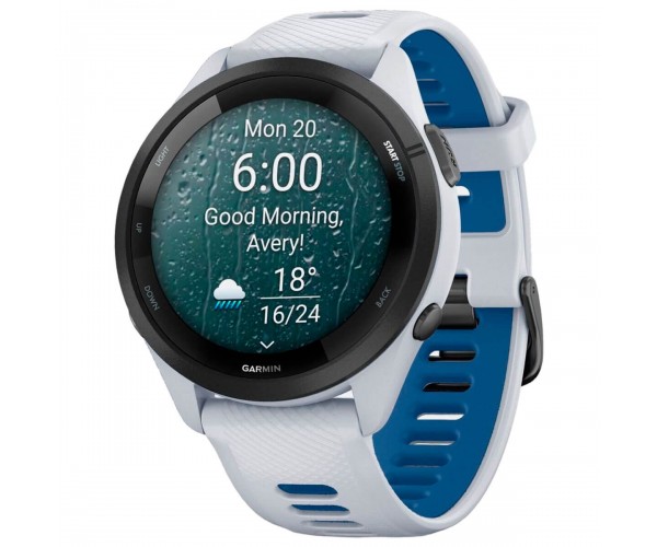 Смарт-годинник Garmin Forerunner 265 Black Bezel with Whitestone Case and Whitestone/Tidal Blue Silicone Band (010-02810-51), фото №2