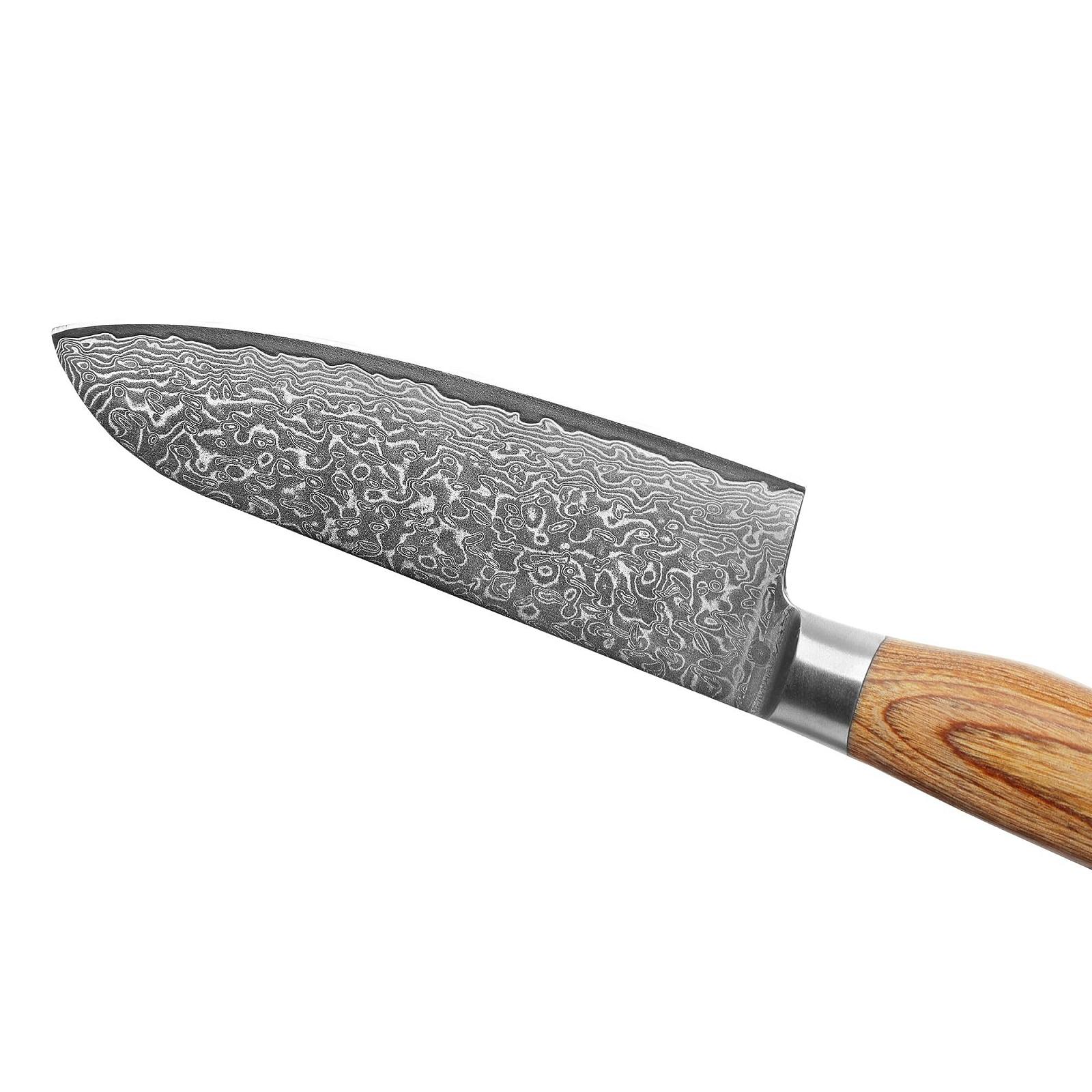 Набір ножів Кухонний Wakoli EDIB Pro Damascus 3 шт. дамаська сталь 67 шарів із серцевиною VG10 леза 8 см, 11 см та 16 см, руків’я дерево пакка, у дерев'яній коробці, фото №9