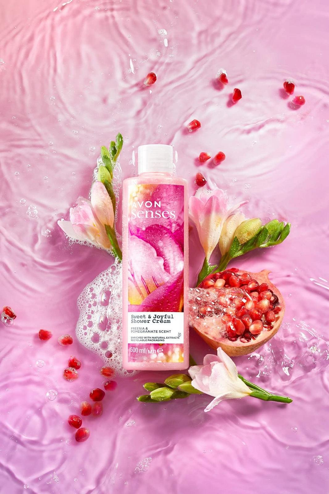 Крем-гель для душу Avon Senses Sweet & Joyful Фрезія та гранат 500 мл, фото №3