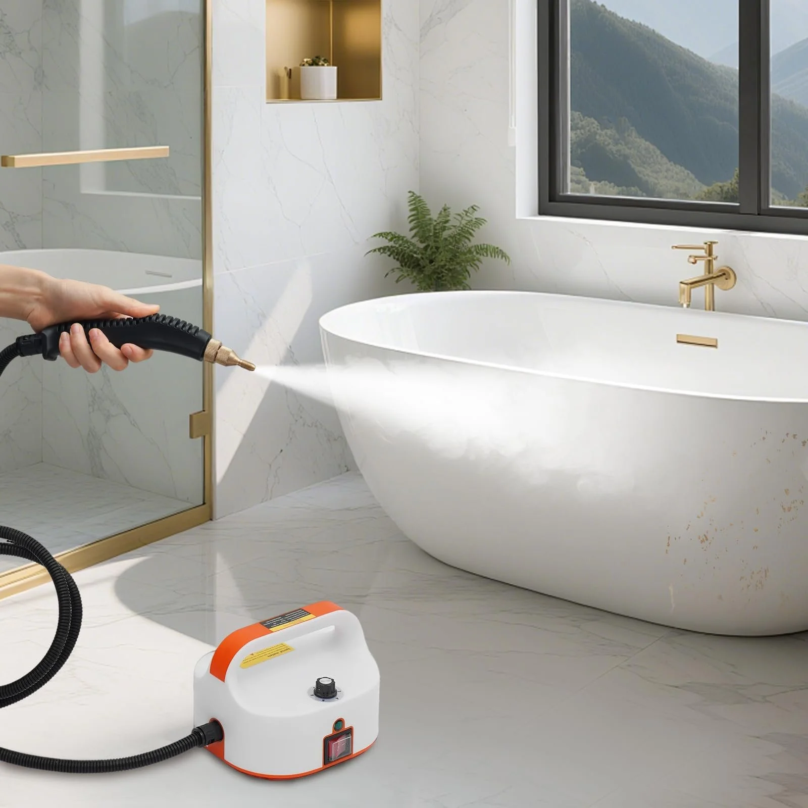 Пароочисник 3800 W портативний високотемпературний Помаранчевий Білий, фото №7