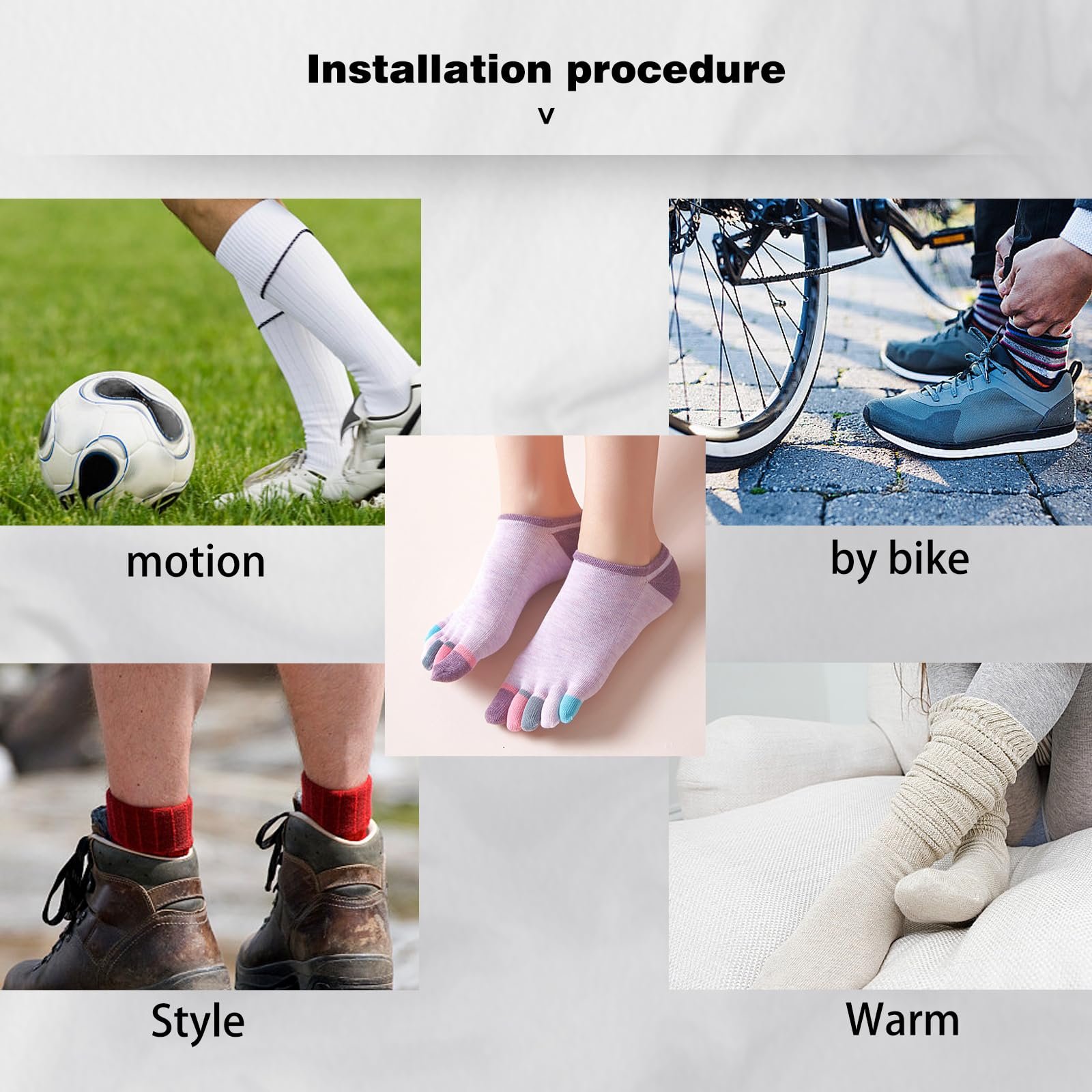 Шкарпетки з п'ятьма пальцями для жінок (4 пари), фото №3