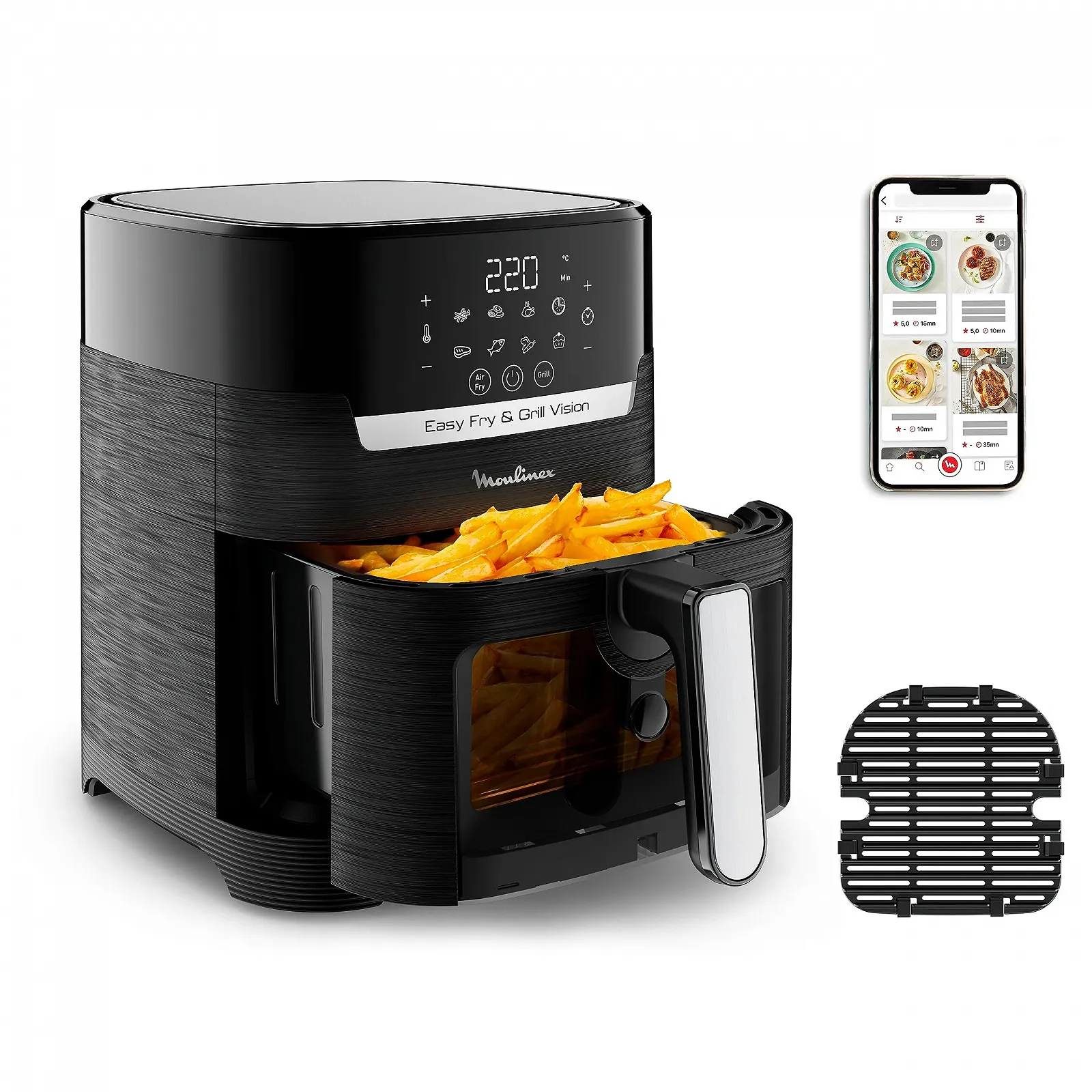 Мультипечь-гриль Moulinex Easy Fry & Grill Vision EZ5068 4.2 л 10 функций Extra Crisp Technology Черная, фото №1
