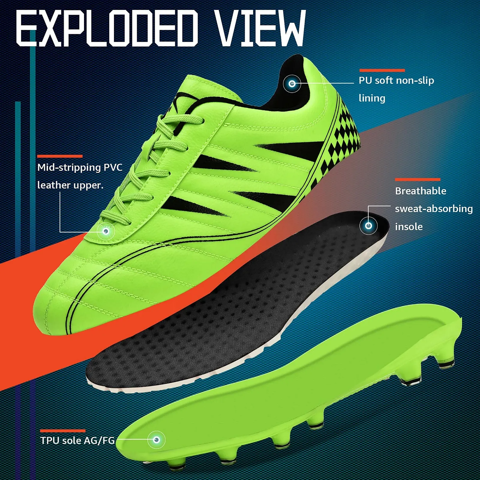 Футбольные бутсы Littleplum Детские Футбольные бутсы для футбола для игры на улице, фото №6