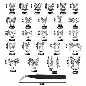 Метелики VelvetGlow 130 шт Сріблясті Метелики Y2k Металеві 3D synthetic.ua - Фото 1