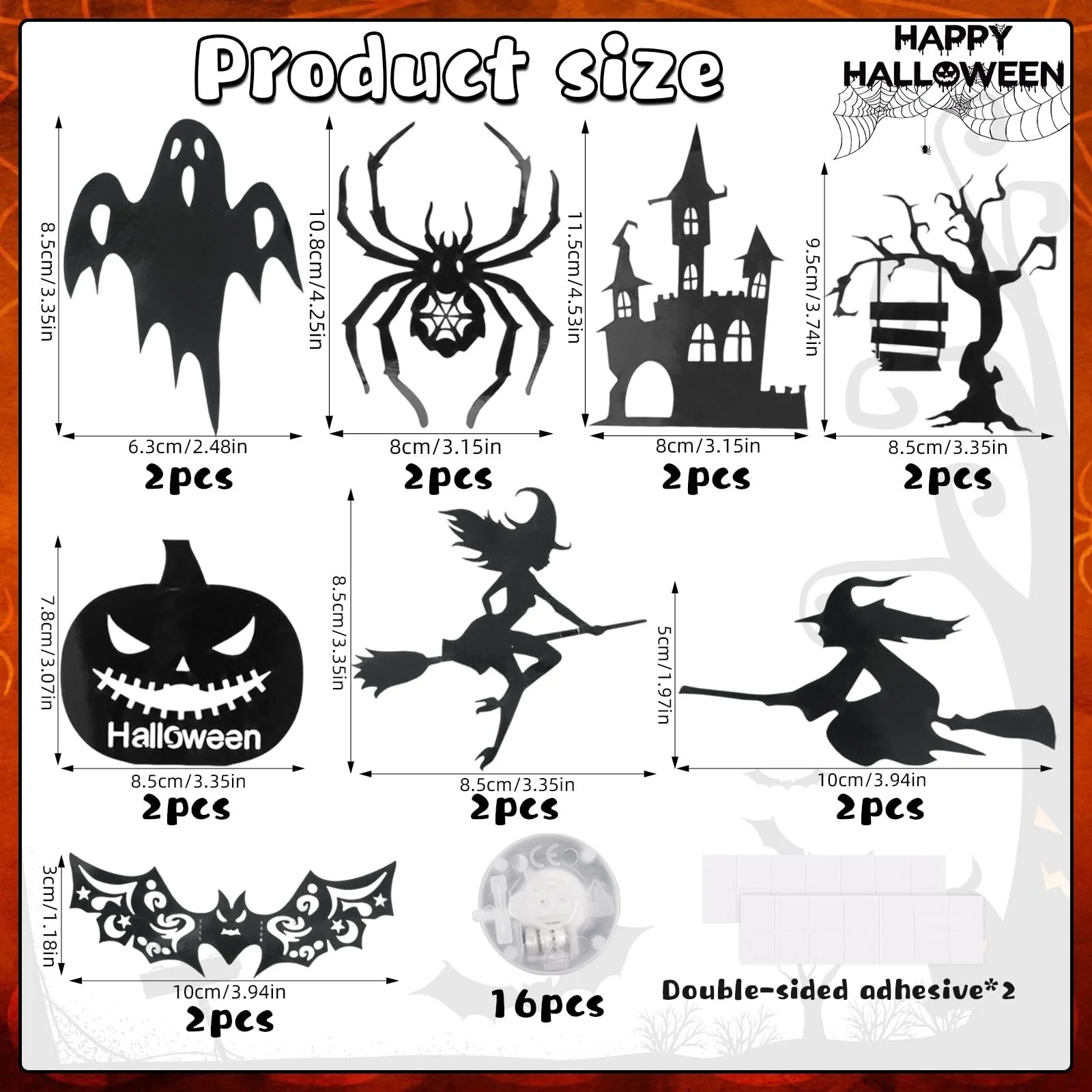 Наклейки на стіну 3D LED Bat Decoration 16 шт. Фіолетові Хелловін Декор для вулиці та дому, фото №3