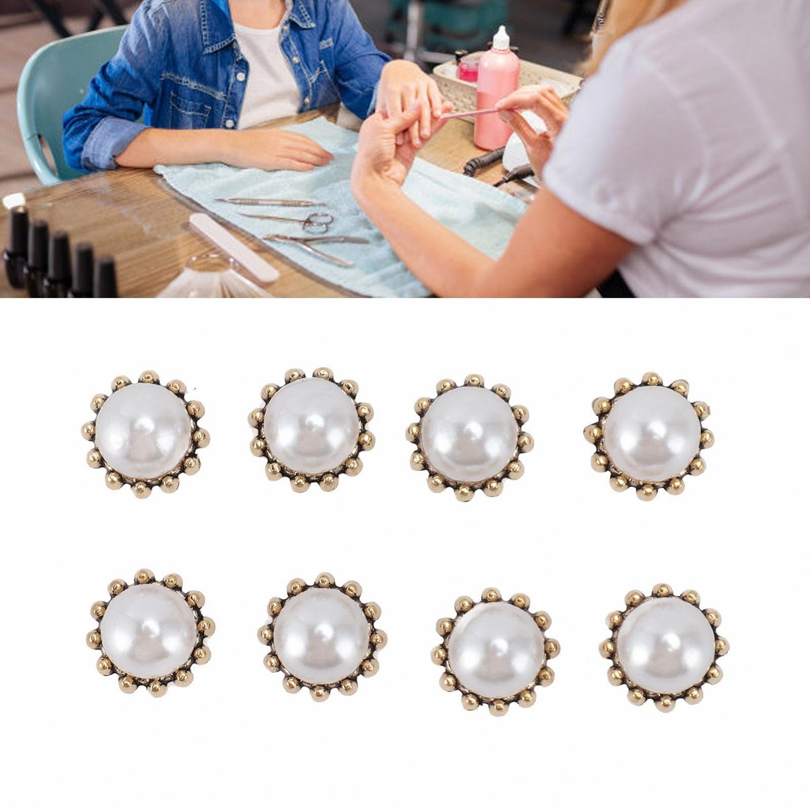 Жемчуг для ногтей 3D, 50 шт, искусственный, с золотистой металлической основой, фото №4