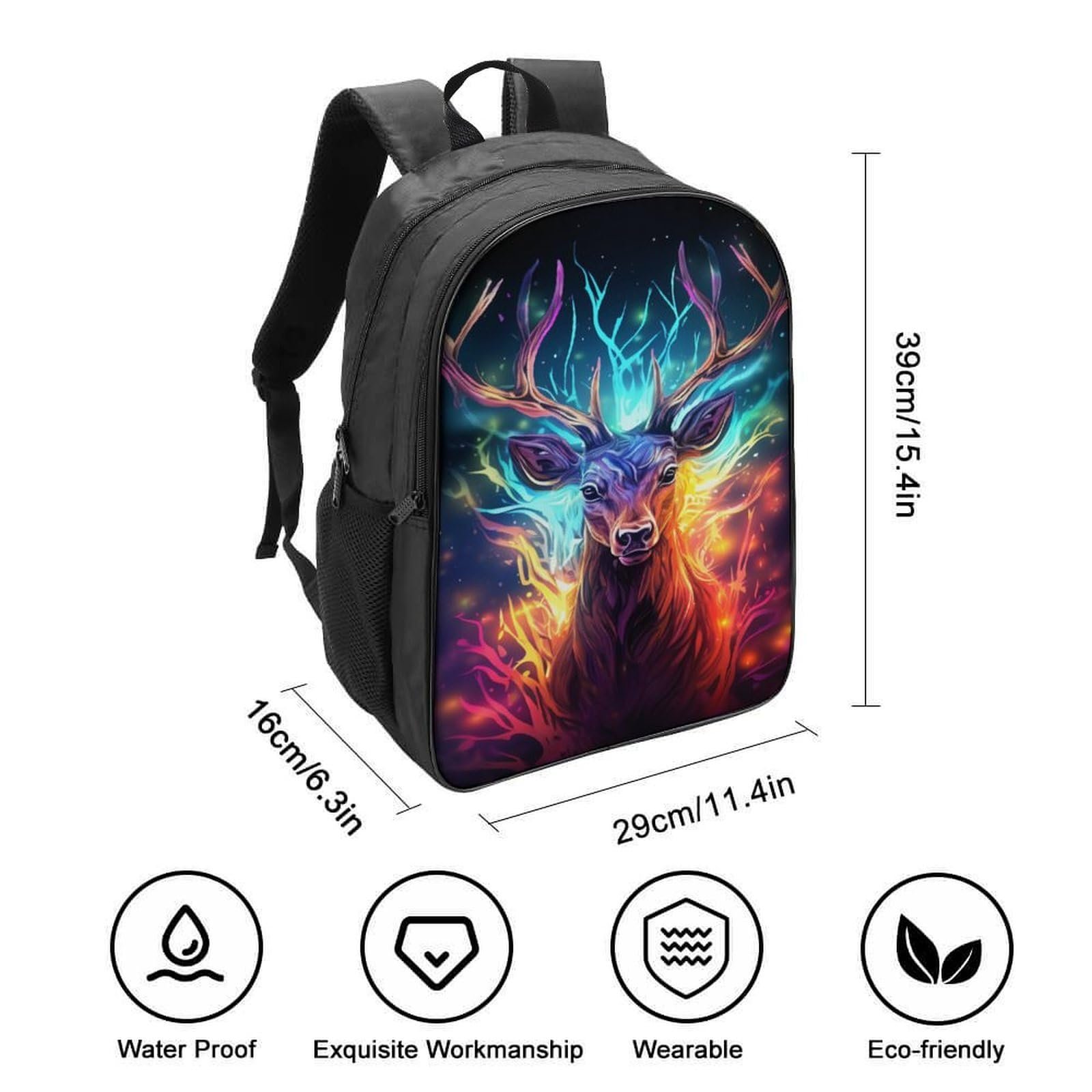 Рюкзак RSIUUODNF Deer 3D Детский Большие Карманы 40x28x16см, фото №2