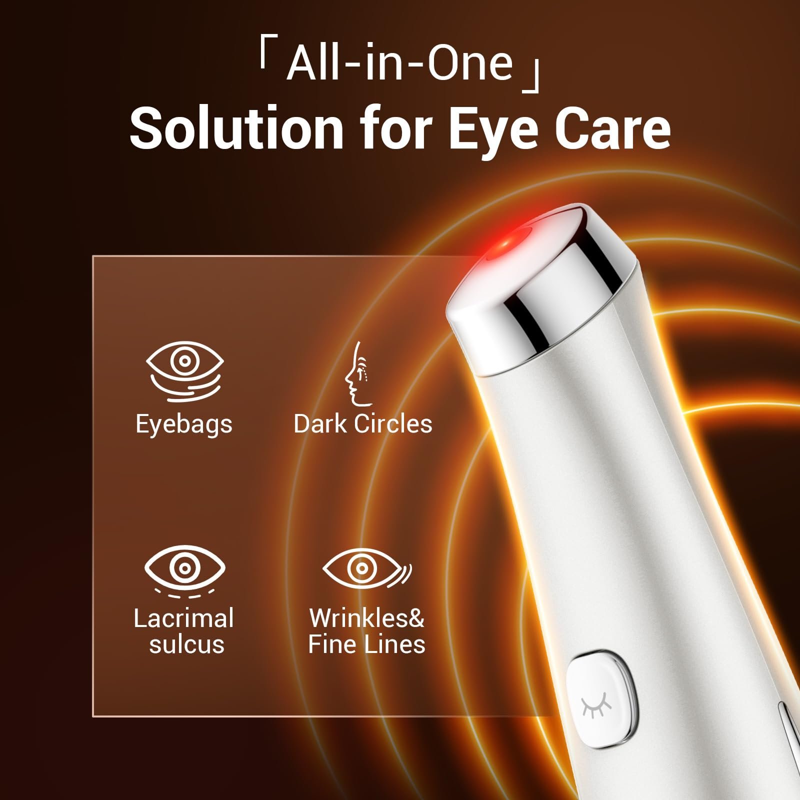 Масажер для очей TOUCHBeauty Ultrasonic з нагрівом, LED терапія, червоний, фото №2