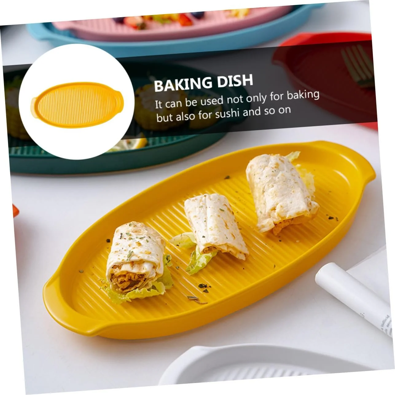 Форма для запекания TOYANDONA керамическая овальная с ручками термостойкая, фото №5