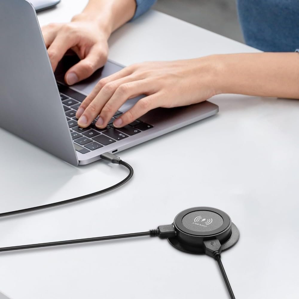 Вбудована розетка з бездротовою зарядкою Retractable Table Socket USB, фото №6