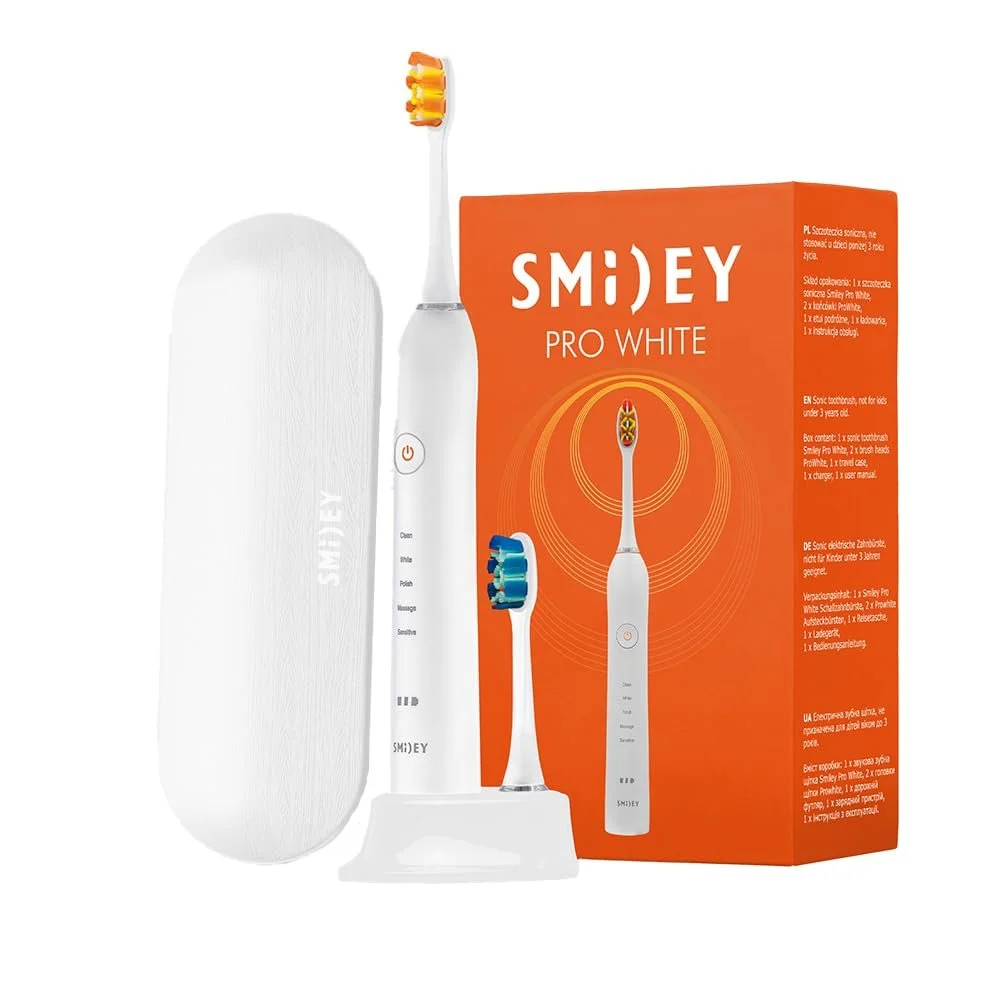 Электрическая звуковая зубная щетка SMILEY Pro White 96 000 движений/мин 5 режимов с чехлом, фото №1