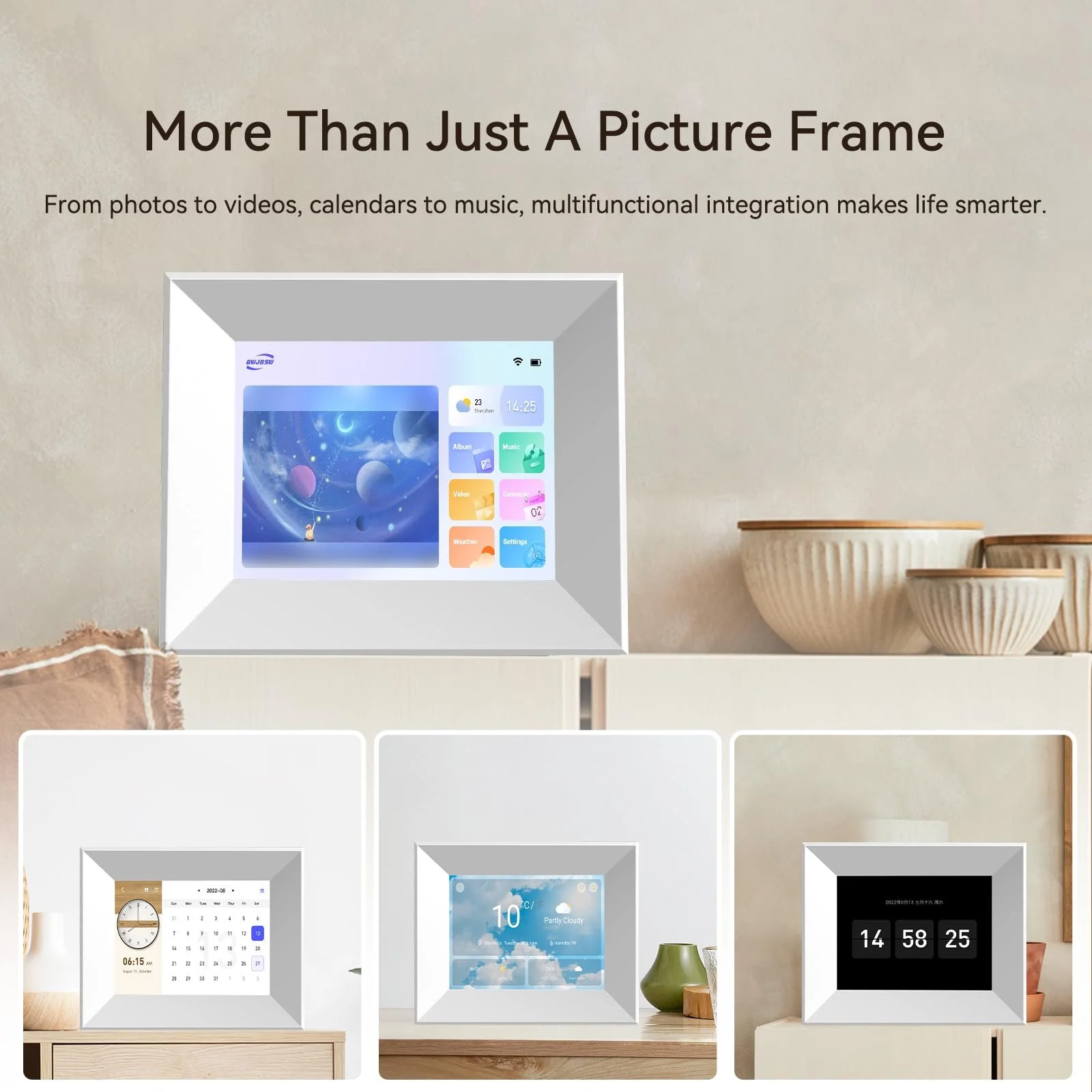 Цифровая фоторамка BWJBSW WiFi Smart Cloud 8 дюймов HD IPS Touchscreen 1280 x 800 16 GB Дерево, фото №7