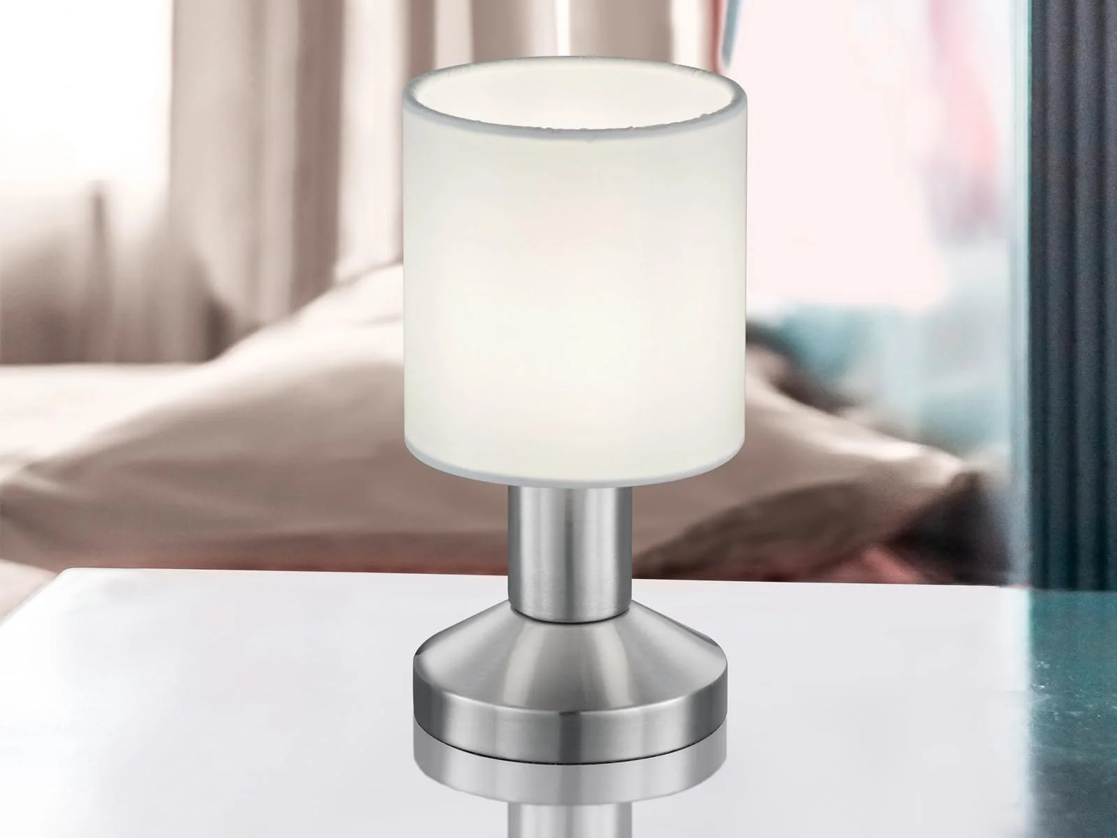 Настільна лампа Small Touch Function Fabric Shade 18 см White, фото №4