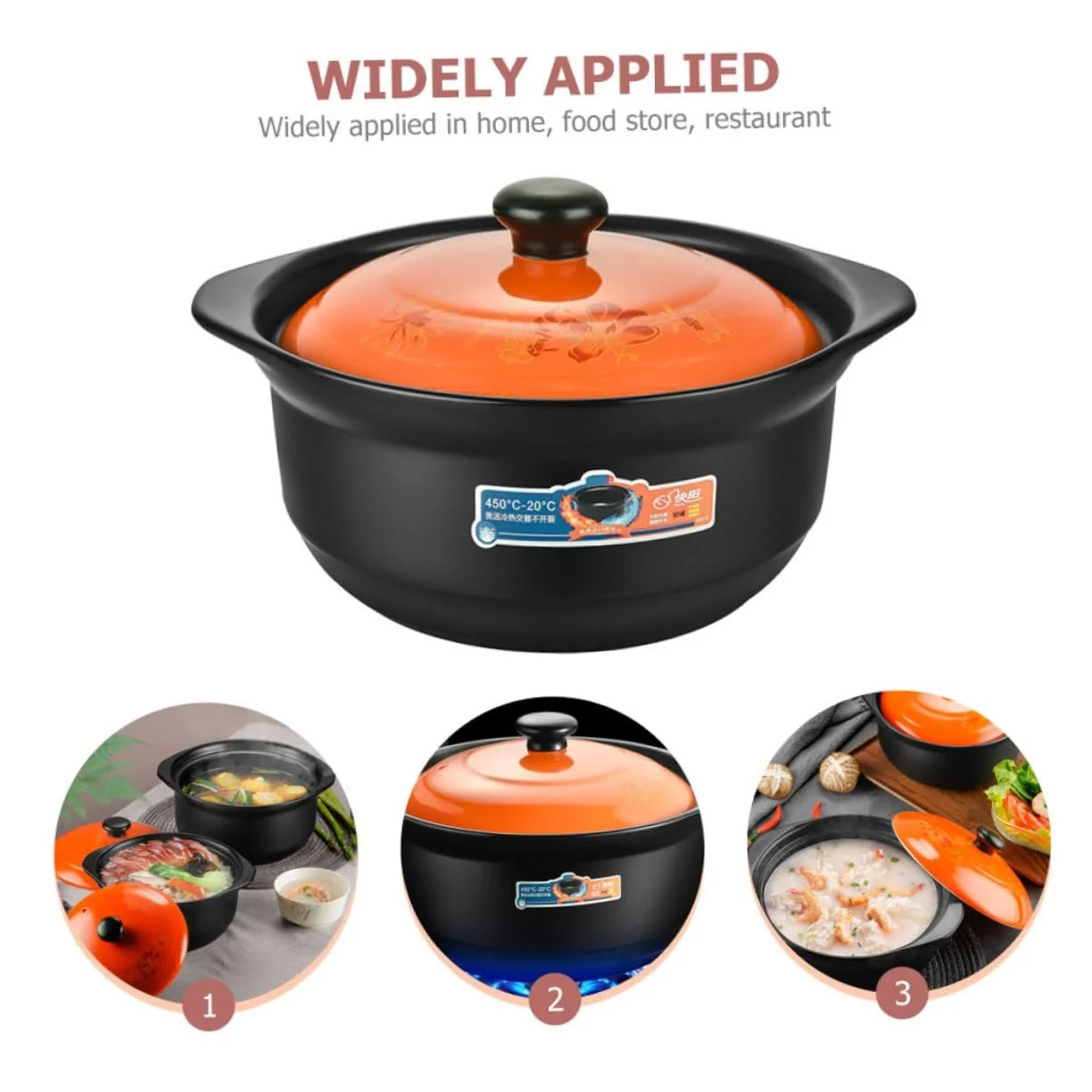 Каструля для тушкування керамічна з кришкою велика, фото №5