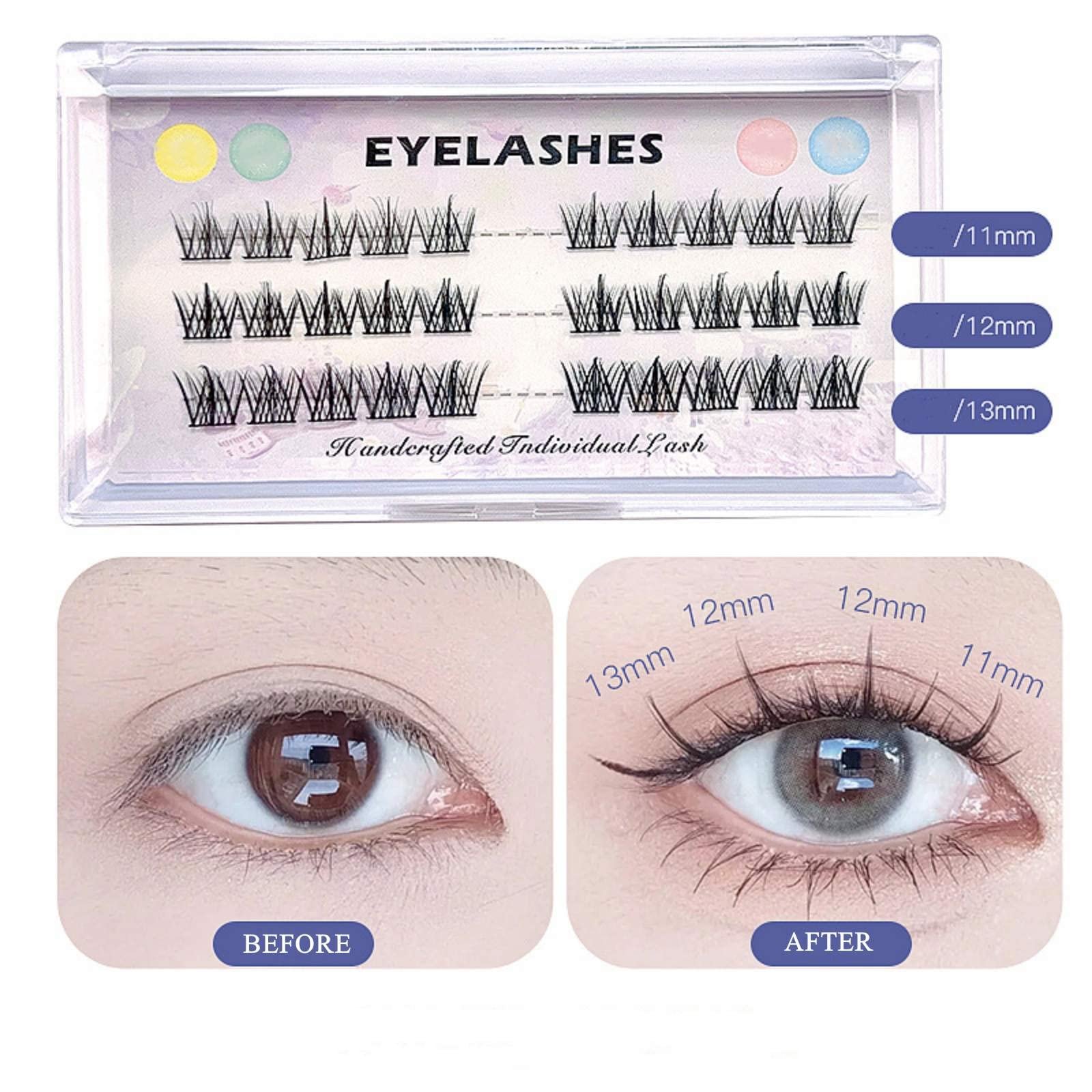 Накладні вії Природний вигляд, Manga Lashes, кластери для нарощування вій своїми руками, 3D ефект, багаторазові 50 кластерних вій, завиті пухнасті рідкісні кластерні вії, товсті колючі аніме вії для косплею, фото №6