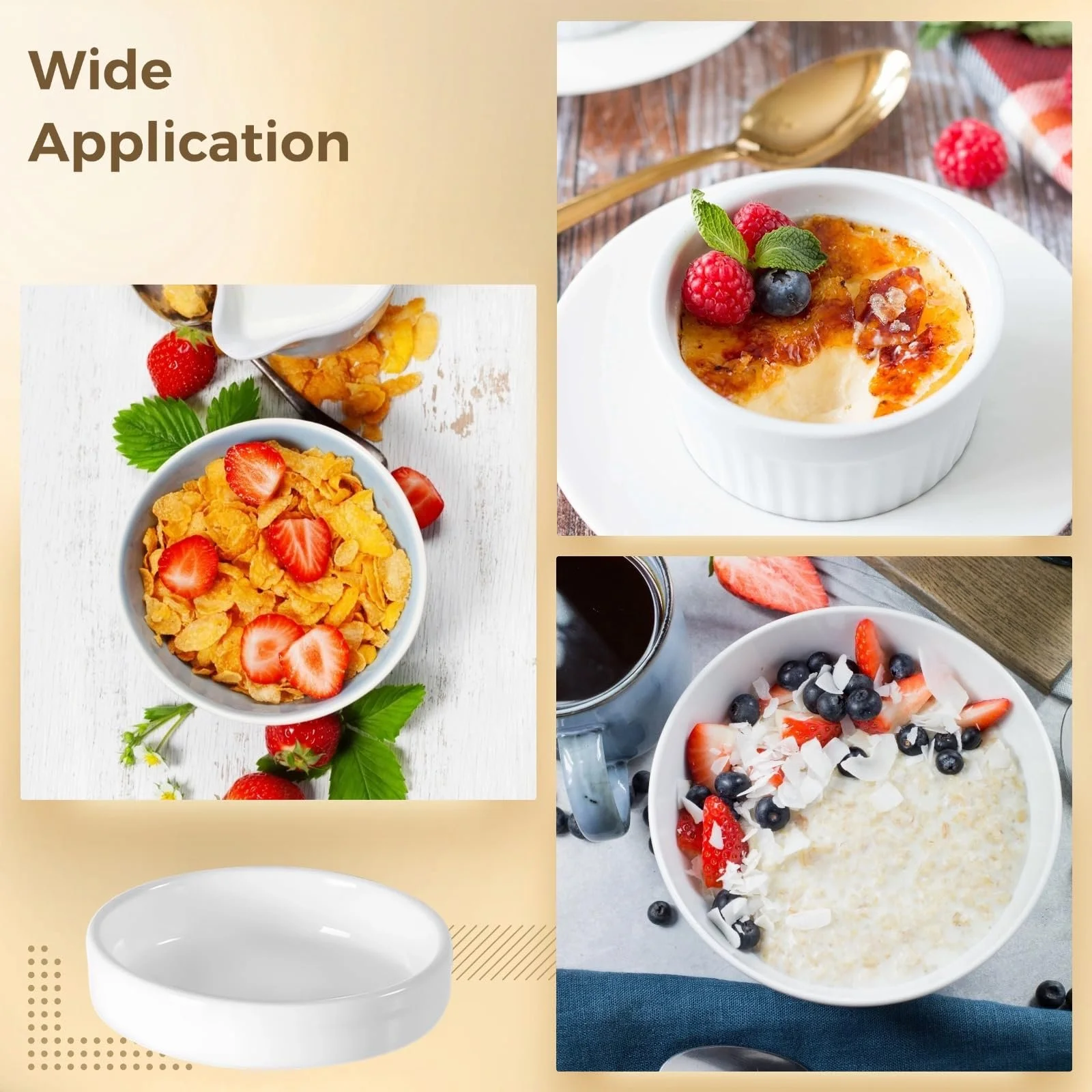 Набір керамічних рамекінів 6 шт. 11,4 x 3,5 см круглі міні-форми для кексів, фото №6