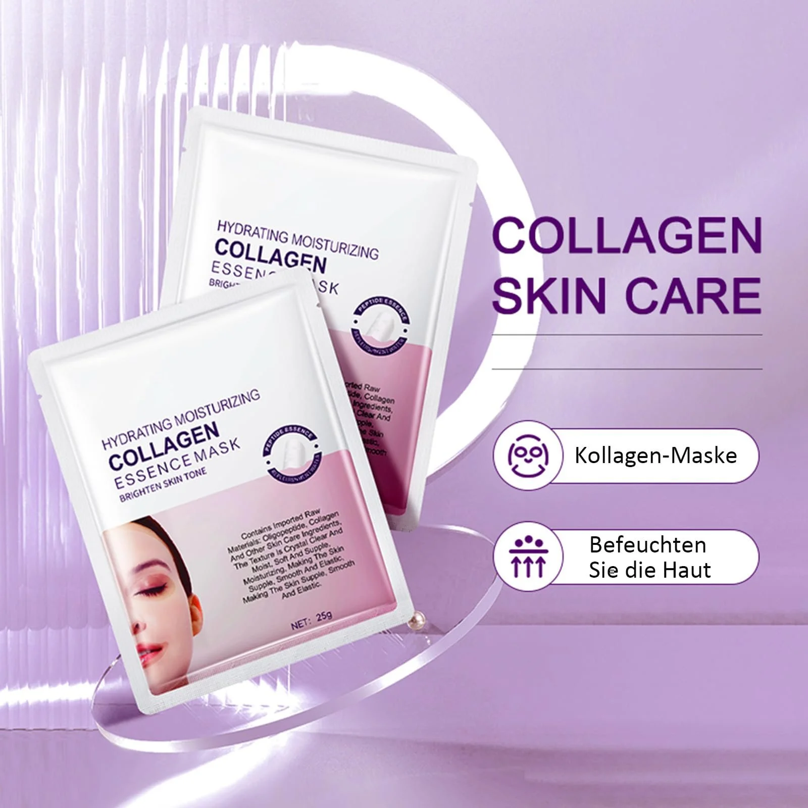 Маска Гелева Soleneva Collagen для інтенсивного зволоження та антивікового догляду, 6 шт, фото №2 Маска Гелева Soleneva Collagen для інтенсивного зволоження та антивікового догляду, 6 шт, фото №2