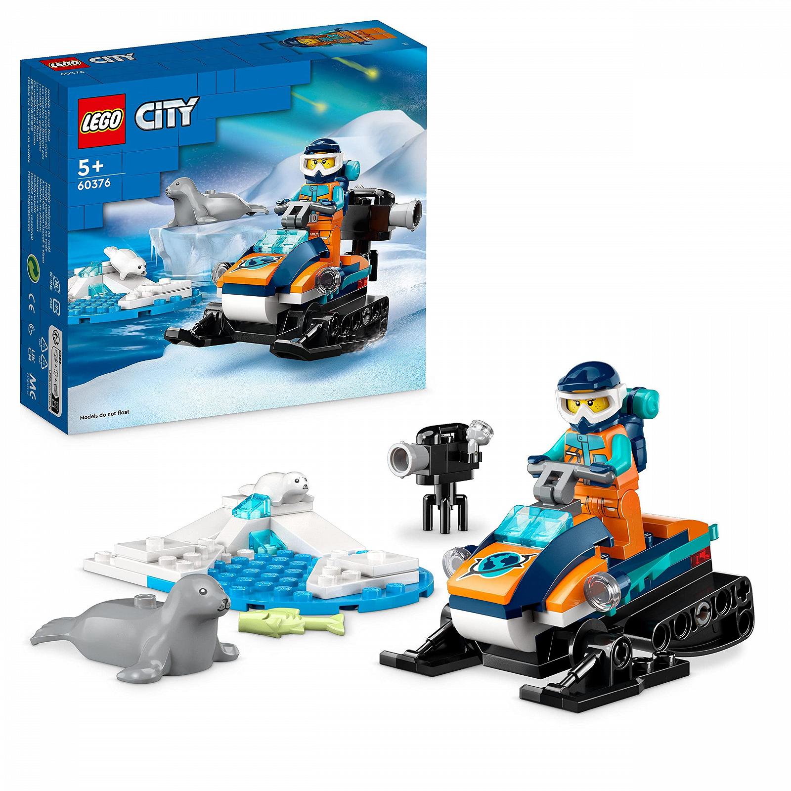 Конструктор LEGO City 60376 Arctic Snowmobile с 3 фигурами животных и минифигуркой исследователя для детей от 5 лет, фото №1