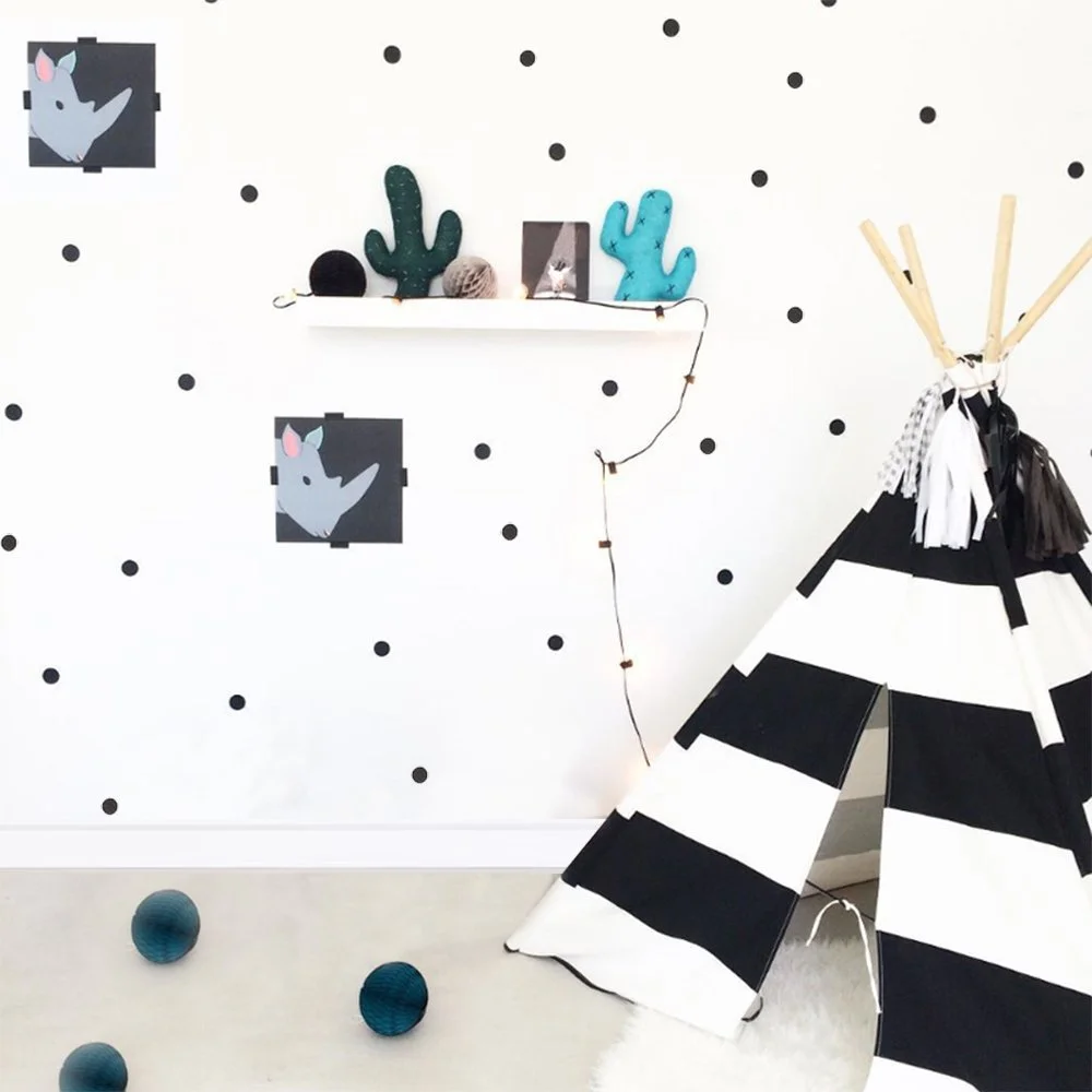 Наклейки на стіну Polka Dot Вінілові Кола 1.2 дюйма 216 шт. Чорні, фото №1