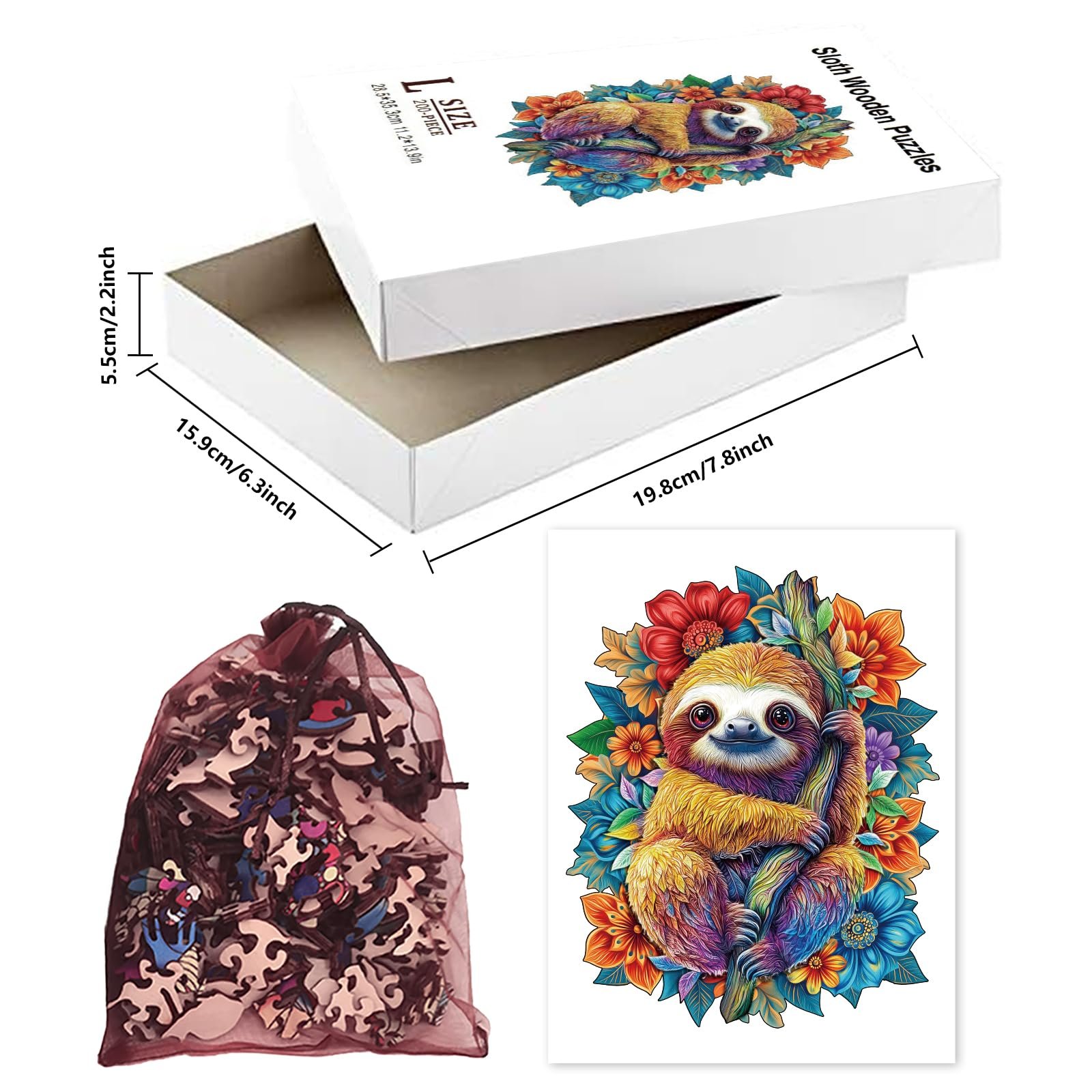 Деревянный пазл GLOBLELAND Sloth 200 элементов 28.5 x 35.3 см, фото №6