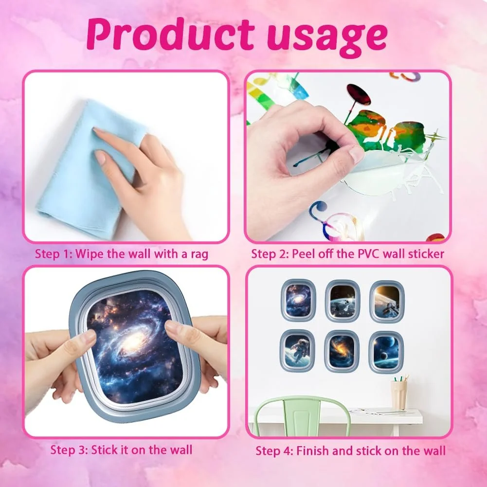 Наклейка на стіну SUPERDANT 3D Всесвіт та Галактика Космос Вікно Вінілова, фото №6