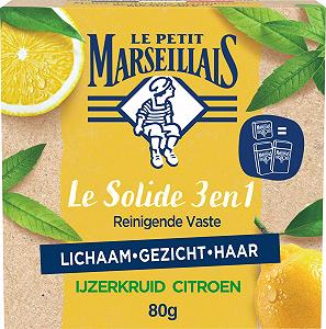 Твердый гель для душа и шампунь Le Petit Marseillais Solid 3-in-1 Lemon Verbena Органический 80 г - Фото 1