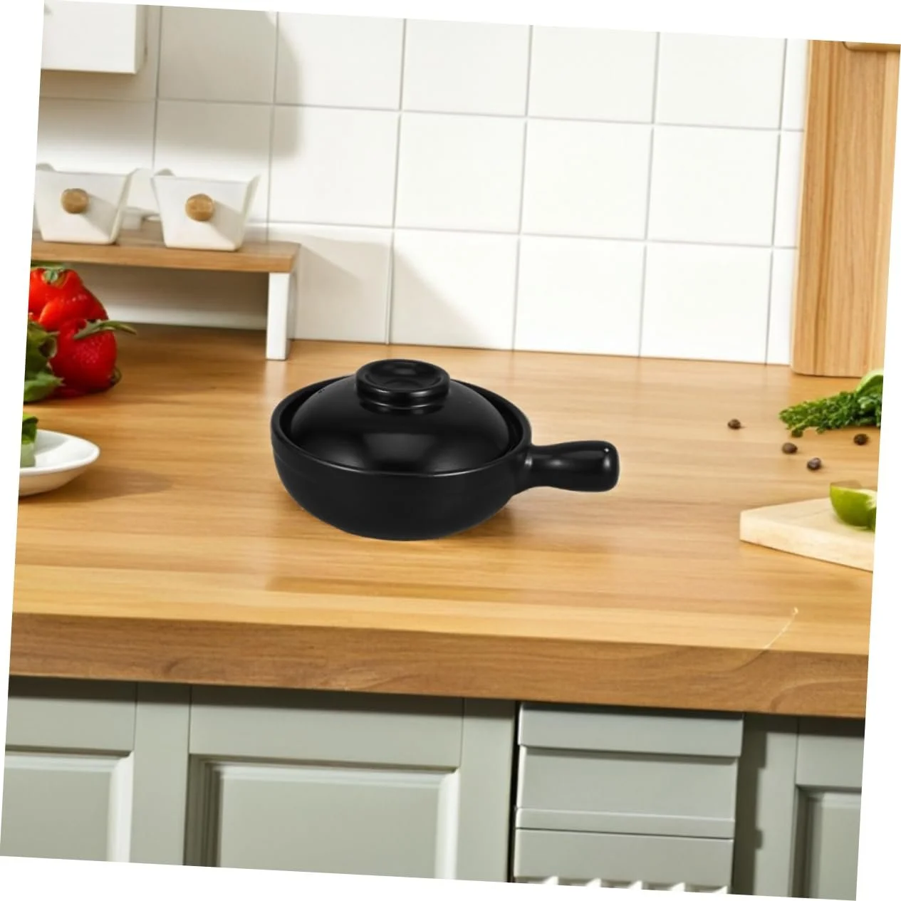 Ківш VALICLUD теракотовий маленький з кришкою для тушкування та смаження універсальний, фото №4