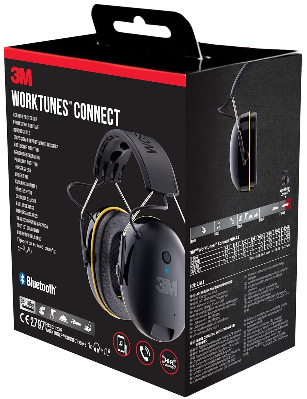 Протишумні навушники 3M WorkTunes Connect 90543 / Bluetooth / До 30 годин роботи / Чорні, фото №8