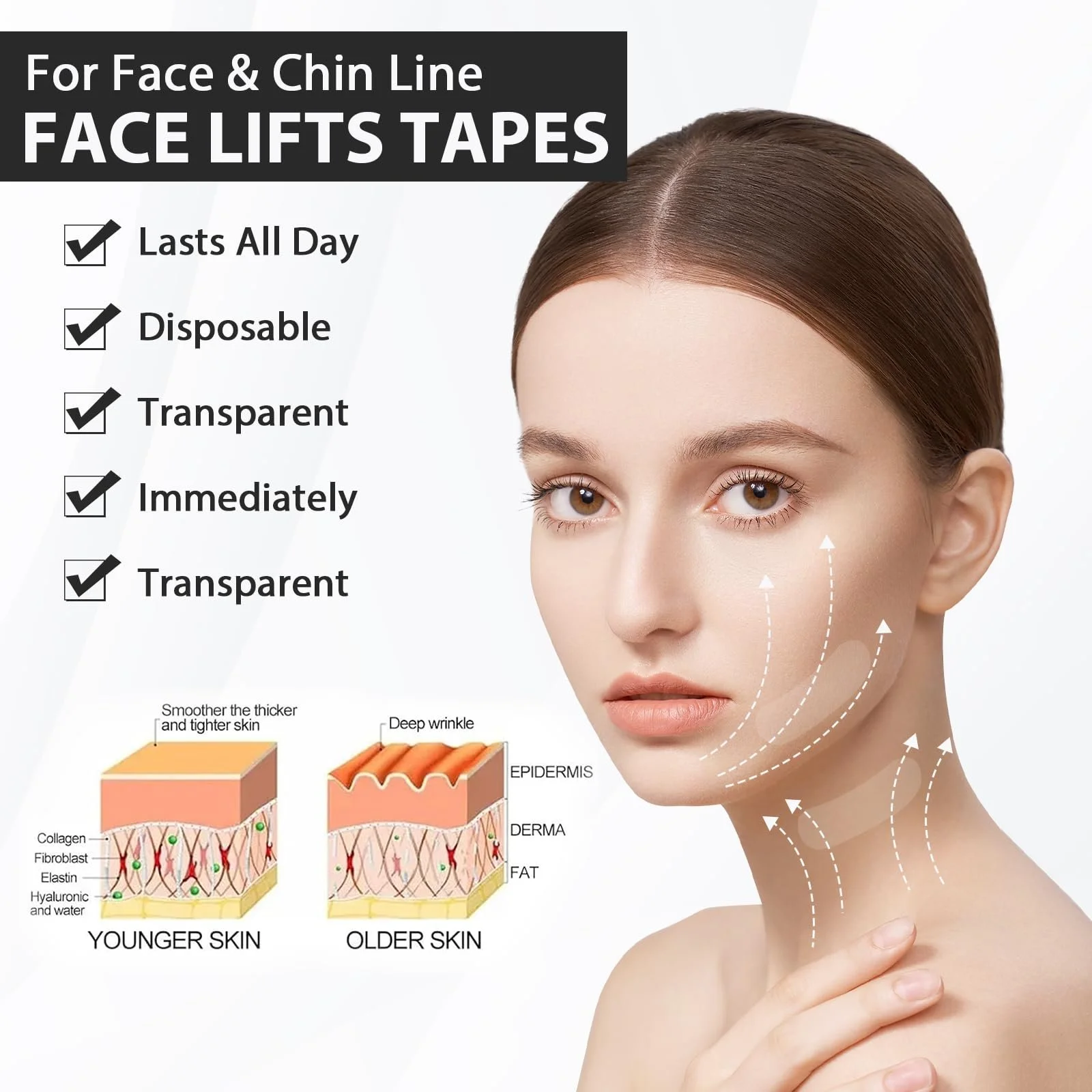 Стрічки для обличчя (120 шт.) для підтяжки обличчя, для запобігання зморшкам, фото №5 Стрічки для обличчя (120 шт.) для підтяжки обличчя, для запобігання зморшкам, фото №5