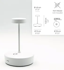 Настільна лампа Zafferano Swap Mini Бездротова LED Акумуляторна Регульована Touch IP65 2700K Алюміній В14,8 Біла synthetic.ua - Фото 1
