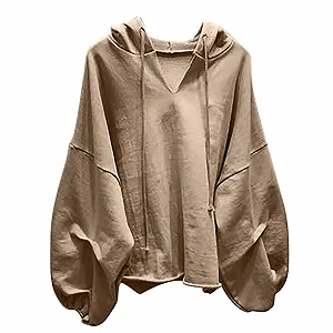 Худи LNNGNIA Oversized с капюшоном, осенний свитшот с V-образным вырезом, женский лонгслив, повседневный пуловер - Фото 1